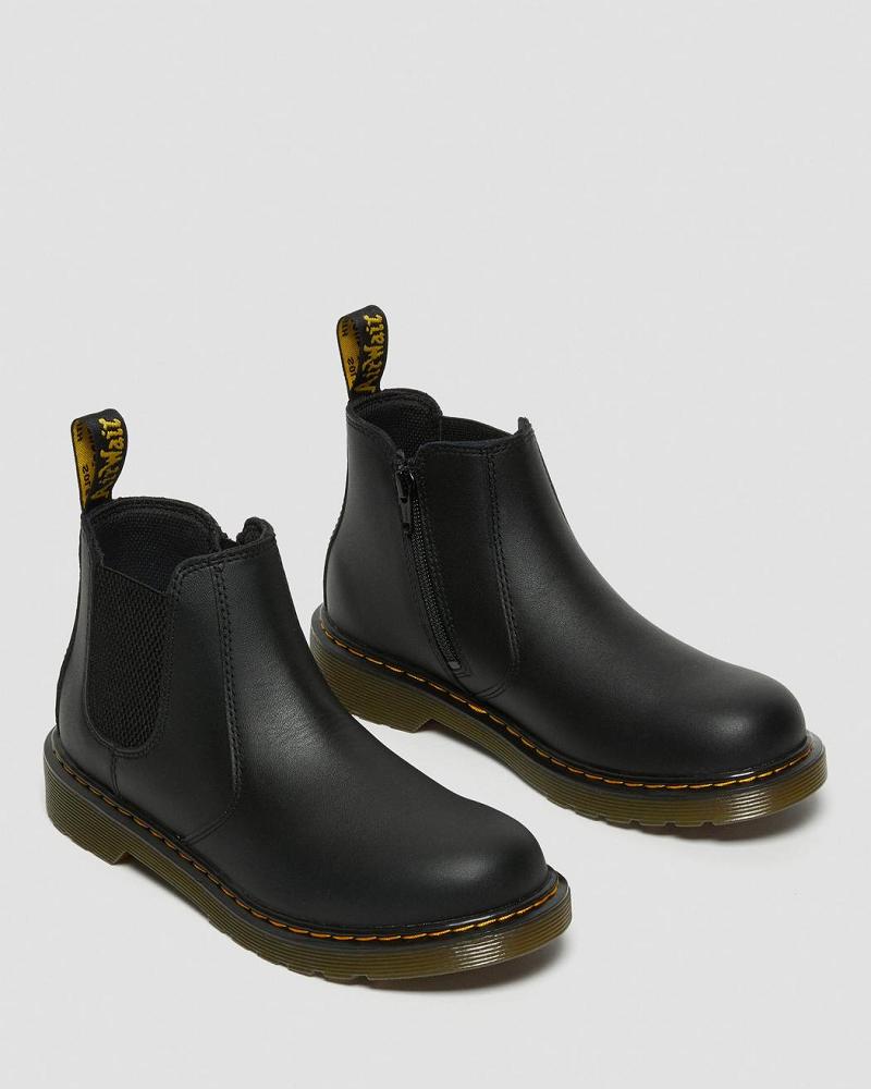 Kids' Dr Martens Youth 2976 Softy T Leather Chelsea Boots Black | AU 671KOR